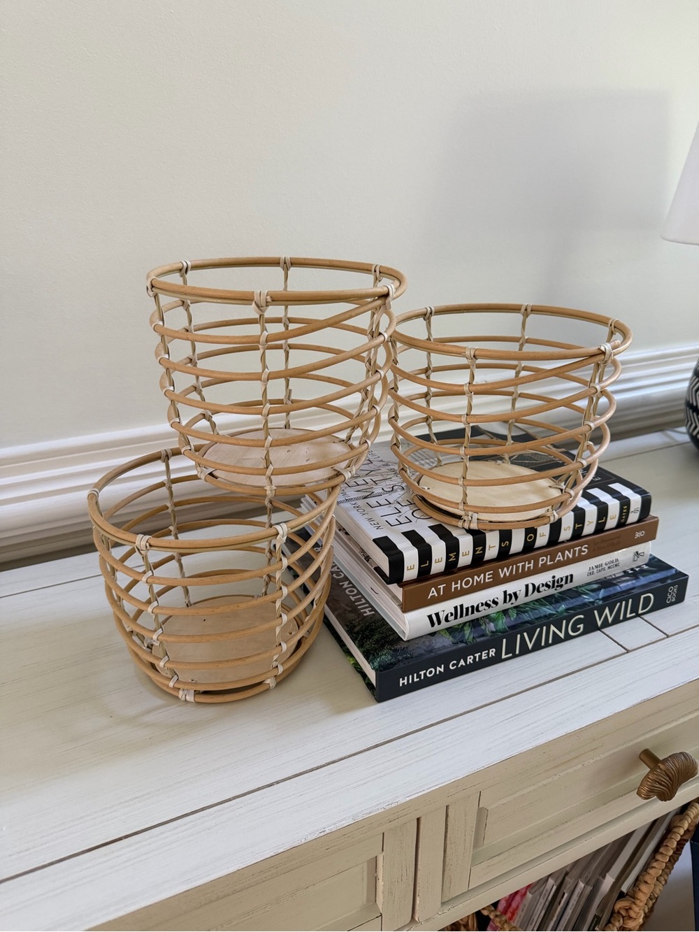 Tan Rattan Decorative Basket Set- Tan